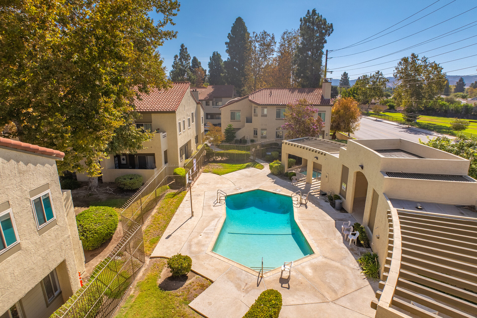 Aerial · community pool from above